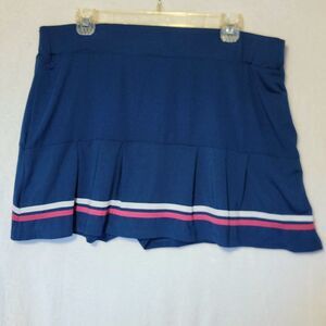 Court Haley Women's XL Tiered Blue Skort Tennis Pickleball Golf Pink Stripe